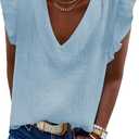Dokotoo Womens 2025 Cute V Neck Ruffle Sleeveless Shirts Elegant Tank Tops Blouses (XX-Large, Sky Blue)