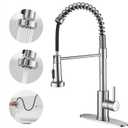VOTON Chrome Kitchen Faucets with Pull Out Sprayer Commercial Spring Sink Faucet Stainless Steel Pull Down Single Handle Farmhouse faucets with Deck Plate for Camper Laundry Utility Rv Wet Bar
