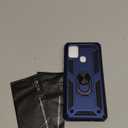 Androgate for Samsung Galaxy A21s Case with Tempered Glass Screen Protectors, Military-Grade Metal Ring Kickstand 15ft Drop Tested Shockproof Cover for Samsung Galaxy A21s Blue