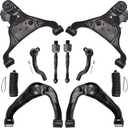 ASTARPRO 10pcs Front Upper Control Arm and Front Lower Control Arm and Sway Bar and Tie Rod End Inner and Outer Compatible with 2005-2018 Nissan Frontier Pathfinder Nissan Xterra
