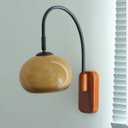 Modern Decoration Wall Sconce Mid Century with White Milk Glass Vintage Industrial Wood Wall Light Hardwired Smoke Grey Amber Farmhouse Reading Wall Lamp for Bedroom Living Room Bedside