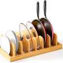 Bamboo Pot Lid Organizer Pot Lid Holder, Pot and Pan Organizer Drawer Organizer for Pot Lids, Pans, Cutting Boards & Baking Sheets, Dinner Plates, Reusable Containers in Cabinet Storage (Natural)