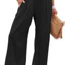 Women Palazzo Pants for Women Summer Boho Wide Leg High Waist Casual Lounge Pant 2025 Beach Travel Vacation Outfits (Medium, Black)