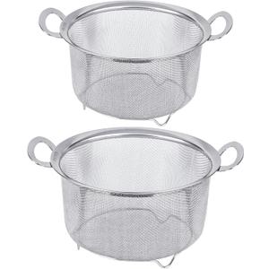 Tiawudi 2 Pack Strainers for Kitchen, 18/8 Stainless Steel Colander with Handles, Fine Mesh Strainer for Pasta, Rice and Fruit, Sieve with Resting Feet to Strain, Rinse, Steam or Cook Vegetables