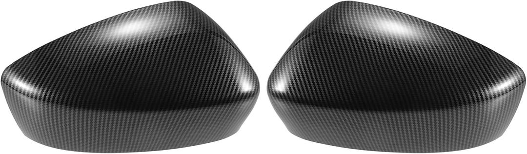 X AUTOHAUX 1 Pair Car Rear View Driver Passenger Side Mirror Cover Cap Overlay Black Carbon Fiber Pattern for Mazda 3 Axela 2014-2019 Mirror Guard Covers Exterior Decoration Trims