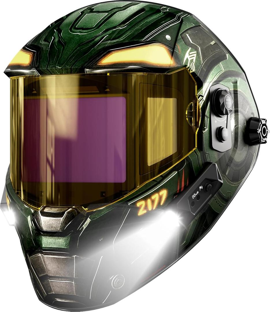 ANDELI Welding Helmet with 2 LED Light PRODigital Filter with Internal Display,7.2"x3.2" Auto Darkening Panoramic ViewType-C Fast Charging,True Color for Weld Cut Grind1500mAh+