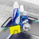 NiHome Extendable Arm Stainless Steel Kitchen Sink Corner Caddy, Easy Install Space-Saving Adjustable Sponge Holder, Non-Slip Rust-Resistant for Brushes, Soap, Sponges (Black)