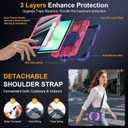 Case for Samsung Galaxy Tab A11+/A9+ Plus 11 Inch 2026/2024, Auorld Rugged Case for Samsung Galaxy A9+/A11+ Tablet with Screen Protector 360 Rotating Stand Shoulder Strap Pen Holder, Navy Pink