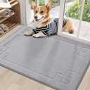 BEQHAUSE Door Mat 24" x 36", Non-Slip Door Mats Indoor Entryway Rugs Washable Low-Profile Absorbent and Stain Resist Floor Mats, Dog Door Mat for Front Back Door, Mud Wet Shoes & Paws, Light Grey