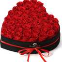 Valentines Day Flowers Roses Gifts for Her,50pcs Red Forever Preserved Roses in Heart Shape Gift Box,  Valentines Day Delivery Prime Gifts-Roses Gifts for Women, Mom (50Rose)