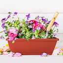 Window Box Planter, 7 Pack Plastic Vegetable Flower Planters Boxes 17 Inches Rectangular Flower Pots with Saucers for Indoor Outdoor Garden, Patio, Home Decor (Red)
