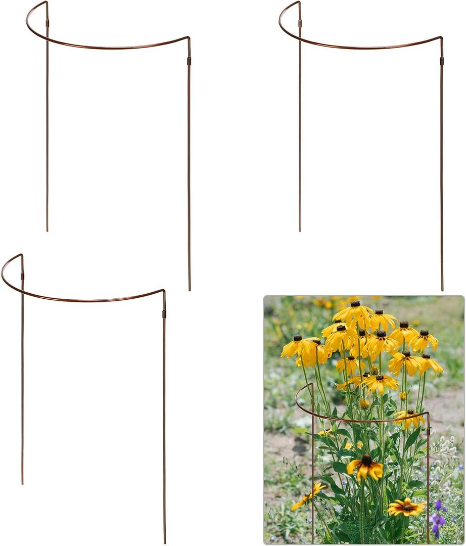 Vercraft 4 Pack Half Round Plant Support Stakes 18" x 29", Metal Cage