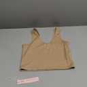 QINSEN Women's Square Neck Sleeveless Double-Layer Tank Tops Basic Tight T Shirts S Tan