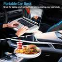 Car Tray Table & Car Desk for Laptop with 2 Risers and Anti-Slip Pad, 360 Rotating Cup Holder for Working and Eating Compatible with Tesla Model 3/Y/S, Ford F150/Explorer/Maverick & Most Vehicles/EV