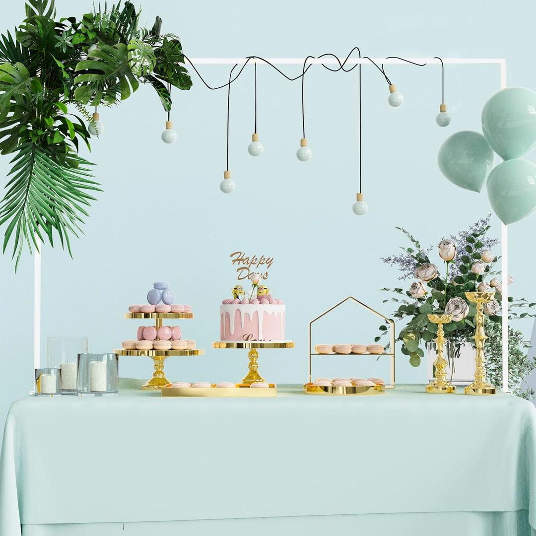 Over The Table Rod Stand with Clamps Adjustable 13''-42'' Tall 29"-98" Length White Table Arch Hanging Stand for Wedding Birthday Party Halloween Christmas Decoration, Gold