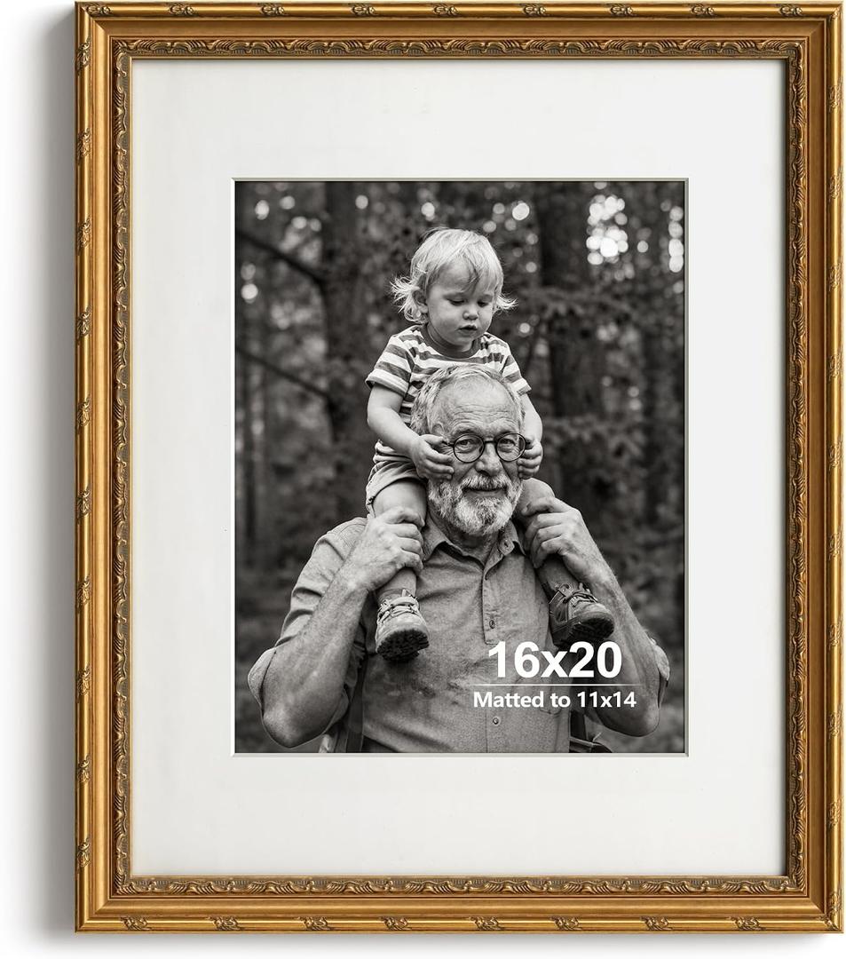 Yaetm 16x20 Gold Picture Frame, Ornate Vintage Frame for Art Prints, Single
