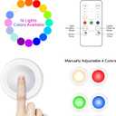 Yiliaw 12 Pack LED Puck Lights Remote Control 16 Color Changeable Under Cabinet Lights, Battery Operated Lights Night Light with Dimmer & Timmer for Closet Bedroom Kitchen, White