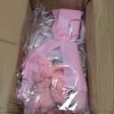 Crochet Flower Bouquet with Floral Card Holder & Crochet Heart, Pink Crochet Tulips Bouquet for Anniversary, Valentine's Day, Preserved Bouquet Gift for Women Mom Grandma