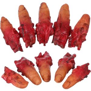 IMIKEYA Halloween Bloody Finger Props 10pcs Realistic Fake Fingers Bloody Halloween Decorations for Party Pranks