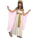 Morph Pink Cleopatra Costume for Girls, Egyptian Dress, Greek Goddess Outfit for Kids, Halloween Dress-Up, Medium