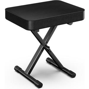 GLEAM Keyboard Bench Padded Cushion X-Style Height Adjustable 16.5''-18.5'', Piano Stool, Keyboard Chair, Black
