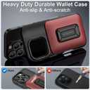 Vofolen for iPhone 16 Pro Case Wallet with Card Holder [Store 2 Cards] + Stand Heavy Duty Shockproof Protective Wallet Phone Case for iPhone 16 Pro for Men Women, 6.3 Inch Red