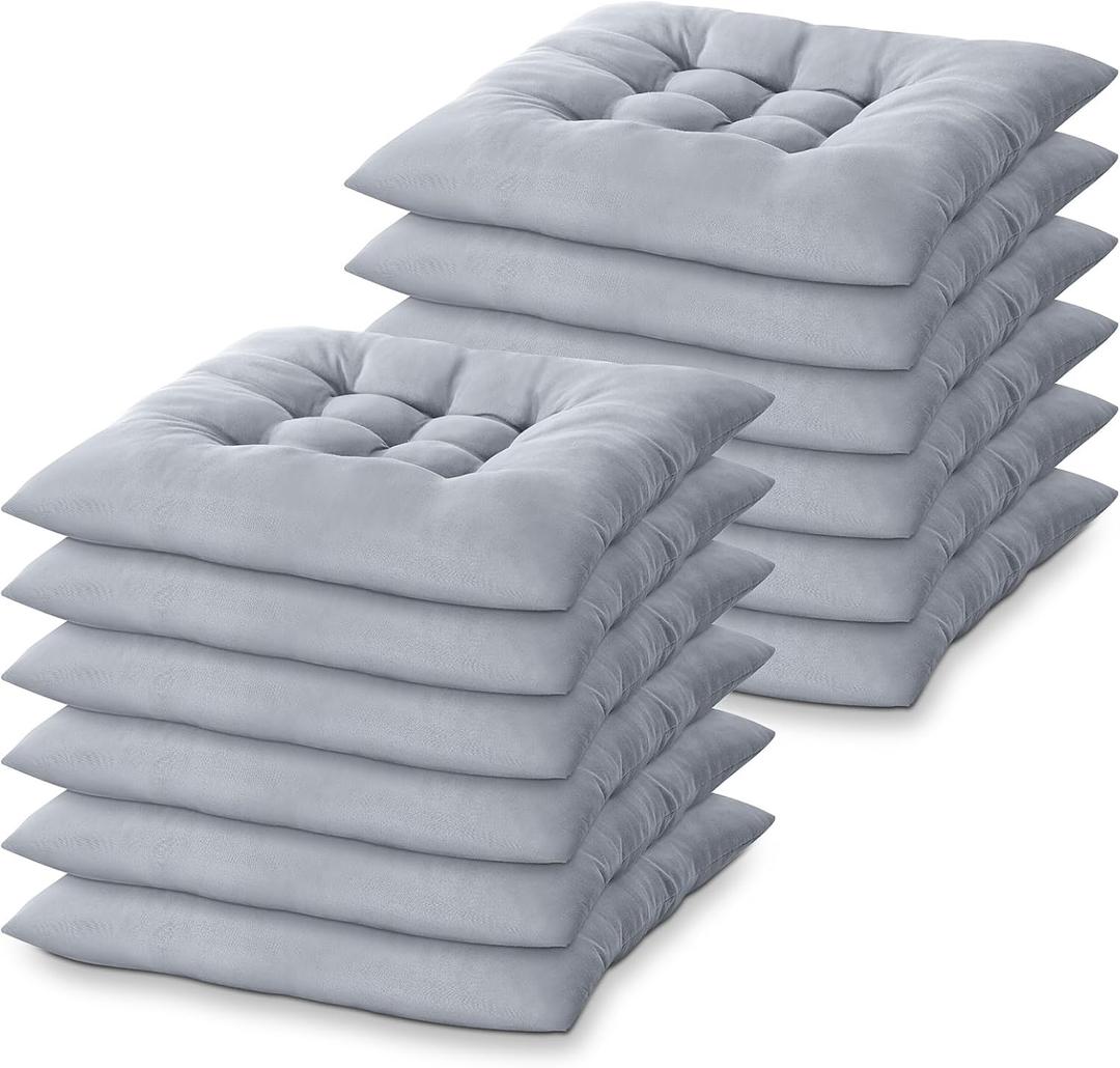 Geetery 12 Pcs Floor Pillows Bulk Seating Cushions for Floor Chair 15.7'' Large Meditation Cushion for Yoga Living Room Tatami Bedroom Balcony Office (Grey, Square)