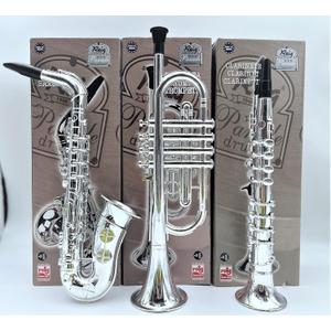 Toy Instruments Set Trumpet, Saxophone and Clarient with Standard Keys in Perfect Pitch are Easy and intuitive to Create Real Music. Instruments Measures 16 inches in Length, Silver