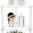 Clear Triangle Acrylic Side Table for Small Space, 11.81" L x 11.81" W x 26.7" H, 3-Tier Transparent Corner Shelf Stand End Table, Corner Storage Display Rack for Living Room Bedroom Bathroom