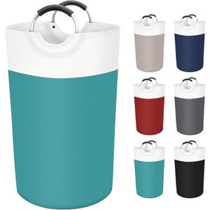 BlissTotes 90L Laundry Basket, Freestanding Laundry Hamper, Collapsible Dirty Clothes Hamper, Waterproof Fabric with Foam Protected Aluminum Handles for College, Dorm, Family (Green)
