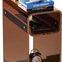 Clear Acrylic Side Table, Narrow Nightstand Bedside Table for Bedroom, Skinny Small End Table (Dark Brown, 8.7'' x 15.7'' x 21.7")