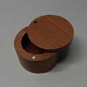 Salt Holder Stylish Brown Acacia Wood Salt Box with Swivel Cover, Countertop Spice Storage Container