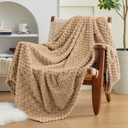 EXQ Home Fleece Throw Blanket for Couch or Bed - 3D Imitation Turtle Shell Jacquard Decorative Blankets - Cozy Soft Lightweight Fuzzy Flannel Blanket Suitable for All Seasons(50"x60",Brown)
