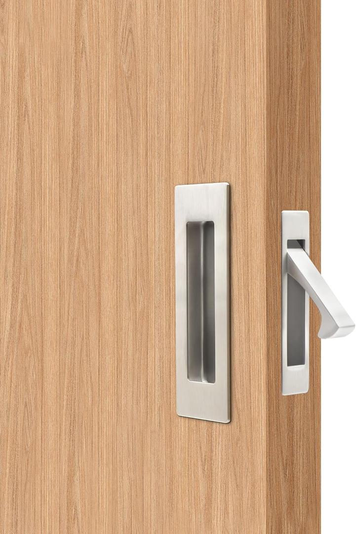Dontay Sliding Pocket Door Handles, 304 Stainless Steel Non Locking Pocket Door Hardware, Recessed Flush Finger Pulls, Heavy Duty Edge Pull (1 Set, Satin Nickel, 4.72 Inch)