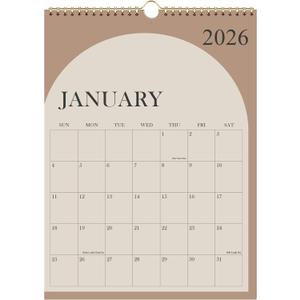 Calendar 2026-2027 - 18 Months Wall Calendar from January 2026 - June 2027, 2026 Wall Hanging Calendar Planner with Thick Paper, 12" x 14.5", Beige