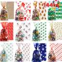 JOYIN 144 PCS Christmas Cellophane Bags with Ribbon for Holiday Treats, Christmas Clear Cello Gift Candy Cookie Bags for Party Favors, Festivals Presents, Party Supplies (11 X 5) (Red, Blue, Green)