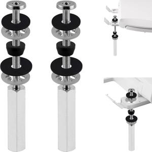 iFealClear 2 Pack Universal Toilet Seat Bolts Compatible with Kohler/American Standard/TOTO/Glacier Bay, 3 Inch Stainless Steel Toilet Seat Screws with Long Downlock Nuts, Anti-Slip Gaskets, Chrome