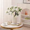 Nubry Artificial Silk Rose Flower Bouquet Lifelike White Fake Rose for Wedding Home Party Decoration Event Gift 10pcs (Off White)