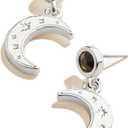 Alex and Ani V19EMNS04SS:Moon Statement Earrings:Shiny Silver:Clear