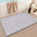 LUMI Bathroom Rug, Soft Absorbent Non Slip Bath Mat, Quick Dry Bath Mats, Machine Washable Microfiber Carpet for Modern Shower Room, Bathtub, Minimalist Bathmat, 17"x30", White (Alpine)