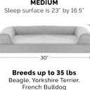 Furhaven Orthopedic Dog Bed for Medium/Small Dogs w/ Removable Bolsters & Washable Cover, For Dogs Up to 35 lbs - Quilted Sofa - Silver Gray, Medium