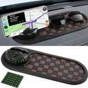 Multifunction Car Anti-Slip Mat Auto Phone Holder, Car Anti Slip Mat Phone Holder, Rotatable Anti Skid Car Dashboard Pad with Temporary Parking Number,Large Pad for Sunglasses Keys (Brown-Black)