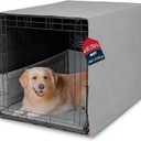 Calming Dog Crate Cover 3-Piece Set with Mat & Bumper - Heavy Duty Oxford Fabric, Waterproof Back & Chew Resistant, Wooden Buttons, Furniture Style Cover for 48 Inch Cages, Machine Washable, Gray