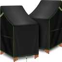 Stackable Patio Chair Covers Waterproof 2 Pack, 420D Outdoor Chair Covers for High Back Stacking Chairs, Fits 4-6 Chairs, 25.6" L x 29.5" W x 47" H, Black