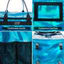Reusable Grocery Bag On Wheels, Shopping Trolley, Rolling Tote with 8 Pockets and Zipper Cover, Foldable, Heavy Duty Handles, Carries Up to 46 LBS (Medium, Glitter Blue)