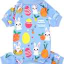 XPUDAC Easter Eggs Dog Pajamas Soft Lightweight Bunny Dog Clothes for Small Medium Dogs Pet Jumpsuit Outfit Cat Apparel-XS
