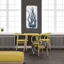 iKNOW FOTO Vertical Canvas Wall Art Abstract Grey and Blue Octopus Painting Printed on Canvas Sea Life Picture Poster Gallery Wrap Vintage Farmhouse Home Décor Ready to Hang 20x40 Inches