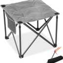 FUNDANGO Folding Camping Stool, 18.1 Inch Oversized Foot Stools 400 Lbs Heavy Duty Portable Padded Seat Anti-Slip Foots & Carry Bag for Fishing Outdoor Lawn Travel (Grey)