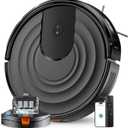 Robot Vacuum and Mop Combo 5000Pa 650mL 2 in 1 Mopping Robot Vacuum Cleaner Schedule WiFi/Alexa/App Smart Self-Charging Robotic Vacuum Ultra-Slim Quiet Tangle-Free Ideal for Hard Floor Pet Hair Carpet (Black)