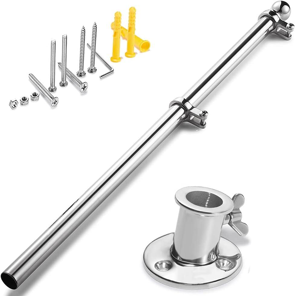 ZOMCHAIN Marine Flag Pole with Base, 316 Stainless Steel Flag Pole Set, Flag Holder for Boat, Yacht, Truck and Yard - Flag Pole 30 in